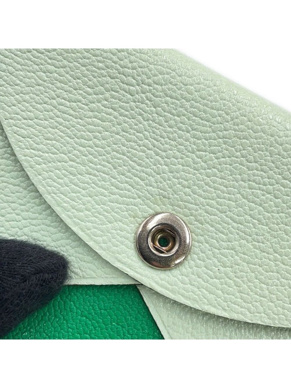 Hermes Coin Purse Calvi Duo Verso Vert Fizz Mint Silver Chevre Mysore - Picture 7 of 10